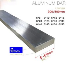 FUYI 알루미늄 바 6061 두께 6mm 너비 6-60 길이 300 500mm 합금 플랫 플레이트 5 6 7 8 9 10 12 15, [02] 6 x 10 x 300mm, 1개