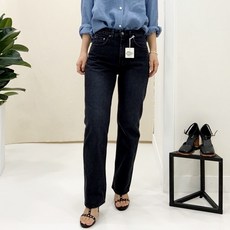 뉴 프렌치 콘 데님 블랙 중청 일자 슬림 핏 청바지