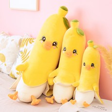 동물피규어 바나나 쿠션 여학생 잠자는 침대위 다리를꼬은 인형 피큐어 긴다란쿠션 장난감 귀여운, C01-50CM(털 걸이식+모방 장미꽃), T01-바나나 오리