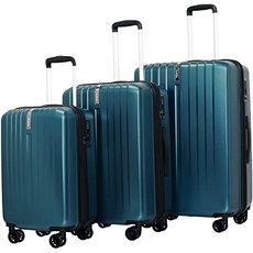 NMT Cielo 3 개 확장형 ABS PC 수하물 세트 (TSA 잠금 포함) 경량 360 ° 내구성 스피너 휠 소프 [Blue-green] - P054908BBVS54L3