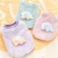 뽀글이 새끼 강아지옷 2XS 겨울 조끼 아기 고양이 옷, 06.퍼플 코끼리, 1개