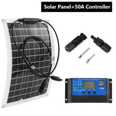 태양 전지 패널 12V 배터리 충전기 듀얼 USB 10-100A 컨트롤러 휴대폰 자동차 요트 RV용, [06] With 40A Controller, 1개