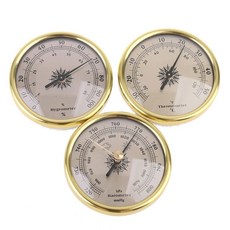 미니 실내 기상 관측소 습도 온도 압력 계량기 게이지 세트 온도계 습도계 기압계 72mm 세트당 3, 금, 1개