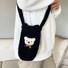 양털 텀블러백 후리스 가방 크로스백 드링크백 텀블러 무난한 폼폼가방 래더크로스 작은 여성 공항가방, 5양털텀블러백-하트
