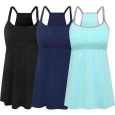 SUIEK 3팩 임산부 수유 탱크 탑 브라렛 면 모유 수유 캐미솔 포함 A-블랙+네이비+그린 도트 - 네 번째 스타일