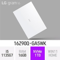 LG전자 그램16 16ZD90Q-EX56K RTX2050 윈도우11 노트북, 16ZD90Q, WIN11 Home, 16GB, 512GB, 코어i5, 화이트