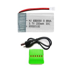 드론배터리 3.7v 250mah 1개 멀티충전기 1개세트, (X4) 250mah1개+6in1충전1개