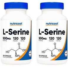 뉴트리코스트 엘세린 500mg 120캡슐 L 세린 Serine Nutricost 2병, 120정, 2개