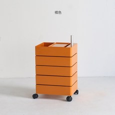 360도회전 5칸수납장 컬러풀서랍장 이동식서랍장 트롤리, 주황색