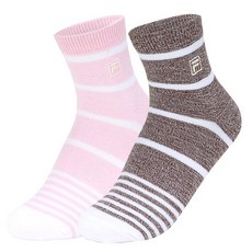 휠라 캐주얼(중목) 2Set 양말 FI4SCZ9897F_BRN, 브라운 핑크