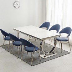 세라믹식탁 디엘르 샤론 1750 세라믹 양면 6인용 식탁세트, 화이트