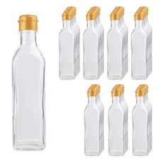 가인글로벌 사각기름병300FN 투명 유리병, 원터치캡(소) 골드, 33개, 300ml