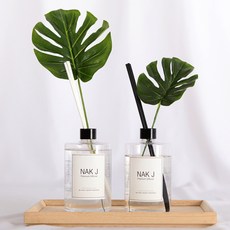 [나크제이] 디퓨저 선물 500ml+몬스테라 조화 장식 스틱, 향선택:17_파인(소나무)+몬스테라 조화