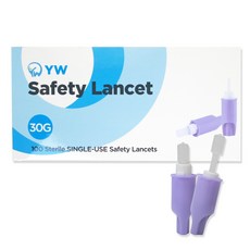 YW 안전 자동 란셋 30G 100개입 - 일체형 채혈침, 단품