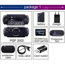 오리지널 PSP 3000 리퍼브 소니 게임 콘솔 핸드헬드 psp용, 01 package 1