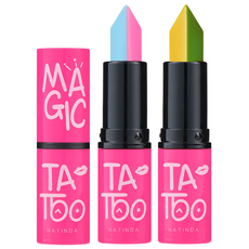 NATINDA Magic Tattoo Lipstick染唇膏3.5g, 黃綠雙色+粉藍雙色, 7g, 1盒