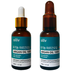 오일리브 유기농 아르간오일 원액 100% 보습오일 (1+1 특별행사) 30ml+30ml, 2개, 30ml