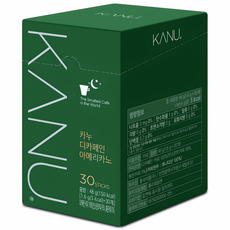 KANU 低咖啡因美式咖啡粉, 1.6g, 30條, 1盒