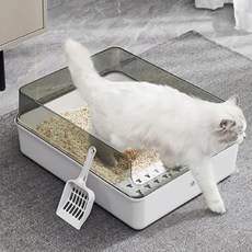 DING DONG PET 清潔開放式貓砂盆, 乳白色