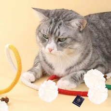 DING DONG PET 毛絨絨磨牙繩結貓咪玩具 3件組, 1組, 橘色+紫色+紅綠燈