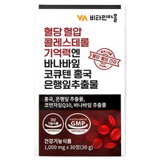 비타민마을 혈당 혈압 콜레스테롤 기억력엔 바나바잎 코큐텐 홍국 은행잎추출물 1개월분, 3박스, 30정