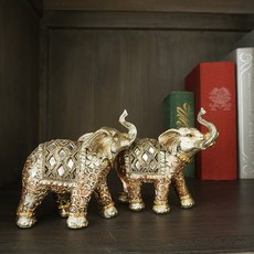 엔틱 아기코끼리-2마리 / 공예품 장식품