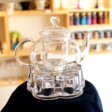 코맥 유리 티포트 600ml T2 + 티워머 대 T5, 1개