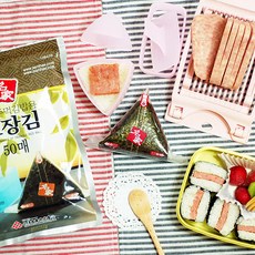 스팸김밥 삼각김밥 도시락만들기(슬라이서+소틀+삼각틀+김50), 4p (그린슬라이서 1p, 김밥틀 소형 1p, 삼각김밥틀 1p, 김50장 1p), 1세트