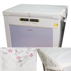 지비유 김치냉장고커버, 화이트 핑크자수
