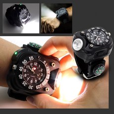 충전식 LED랜턴 손목시계, 블랙, 1개
