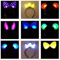 스투피드 LED 야광 클럽 파티용품 악세사리로 블링블링, 02 LED 리본 머리띠 (그린), 1개