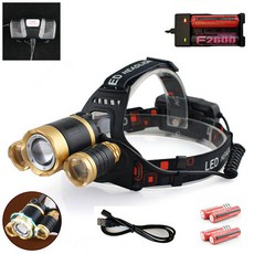 줌기능 헤드랜턴 풀세트 3XT6 MAX 6000LM 기타 캠핑 공구, 골드