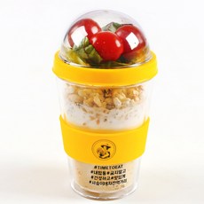 [순수미가] 시리얼 샐러드컵 텀블러+스푼, 노랑(단일색상), 350ml