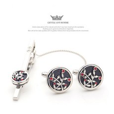 gentleant레드855넥타이핀+커프스버튼