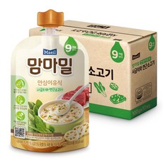 [매일유업] 맘마밀 안심이유식 9개월 브로콜리닭가슴살/녹황채소와소고기/시금치와연근소고기/미역과소고기 5팩, 100g, 5개, 시금치연근소고기