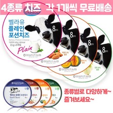 [무료배송 4개] 포션치즈 종류별로 플레인1 양파1 아몬드1 단호박1(총480g), 120g, 4종세트