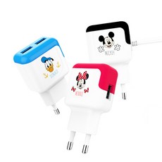 디즈니 미키마우스 가정용 충전기 5핀 일체형, 제품구매확인, 미니 마우스 USB+5핀 케이블레드