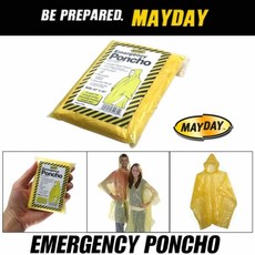 MAYDAY 메이데이 이멀젼시 비상용 판초 우의 긴급상황 캠핑 여행 아웃도어 휴대용, 옐로우