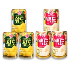예이니종합물류 오뚜기 황도+백도 통조림캔 각3개씩 세트(400g*6개)과일파인애플복숭아, 400g, 6개