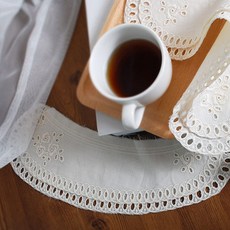 데코탑 내츄럴 토숀레이스 모티브 면레이스 바란스 러너감 로맨틱레이스원단, 면이중모티브 좌우한쌍, 1개