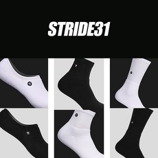 스트라이드31 스포츠 면양말_총 3종, 6.크루_블랙