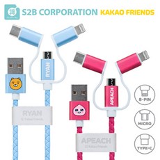 카카오프렌즈 컬러 3in1 케이블, 1개, 어피치