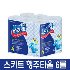 스카트 프레쉬 블루 행주타올 45매, 6롤, 1팩