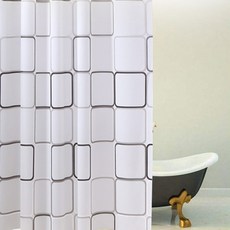 JSS&D PEVA 욕실 샤워커튼 큐브(커튼고리포함), 1장, 멀티(혼합)컬러