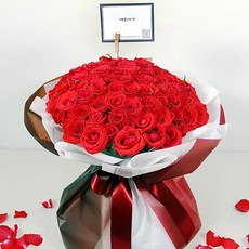[플라워뷰] 장미꽃(생화) 100송이 꽃다발 프로포즈 선물 빨강 레드