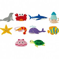 바다생물무늬펠트