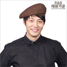레뷰가운 CA38 베레모 커피숍 주방모자 위생모자 조리모, CA38_브라운, 1개