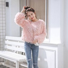 땡스폴라라 모헤어 부클 퍼 루즈 니트 맨투맨