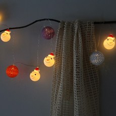 블루밍앤미 코튼볼 & 눈사람 LED 줄조명 10구, 혼합 색상