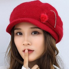 joyce shop 맨도롱헌팅켑 니트 겨울 방한 양모 여성 베레모 헌팅캡 털 여자 앙고라